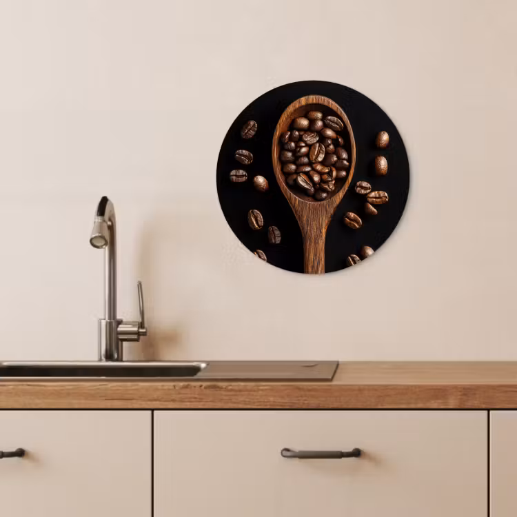 Quadro rotondo - Legno - Nero - Chicchi di caffè — 4