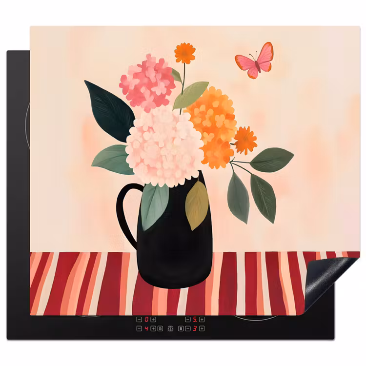Protezione piano induzione - Vaso - Fiori - Farfalla - Rosso — 1