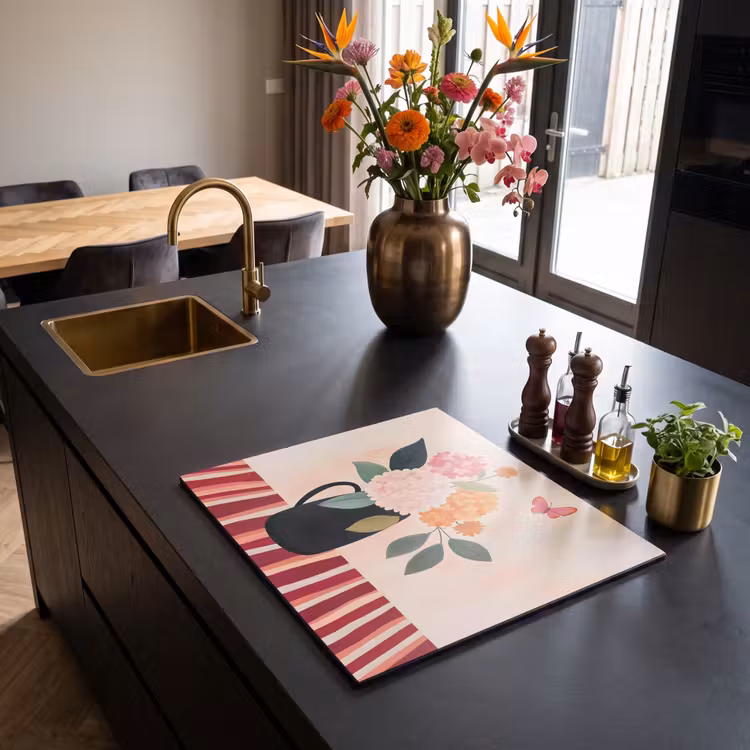 Protezione piano induzione - Vaso - Fiori - Farfalla - Rosso — 2