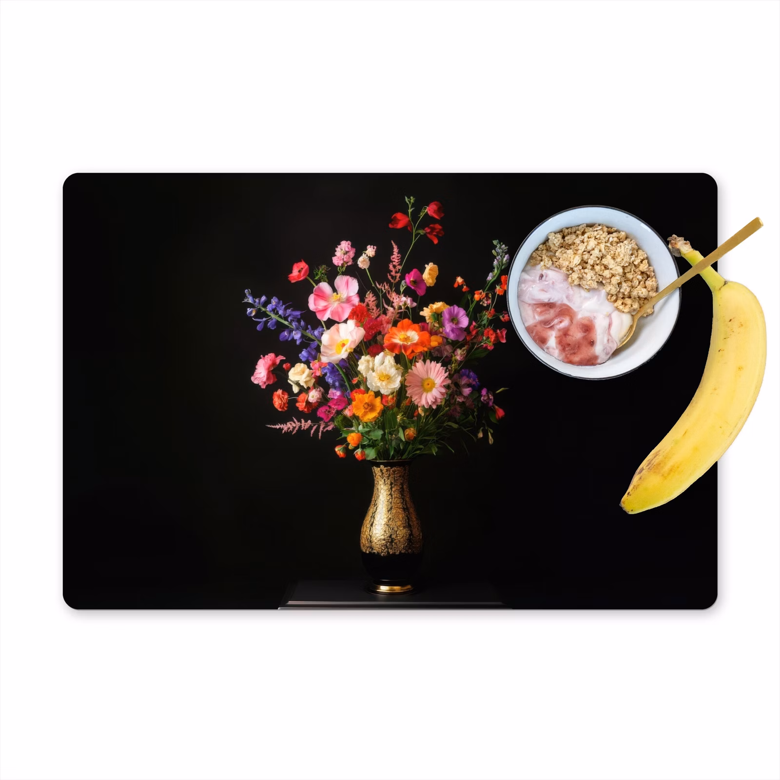 Tovaglietta in vinile - Colorato - Bouquet - Vaso - Oro — 1