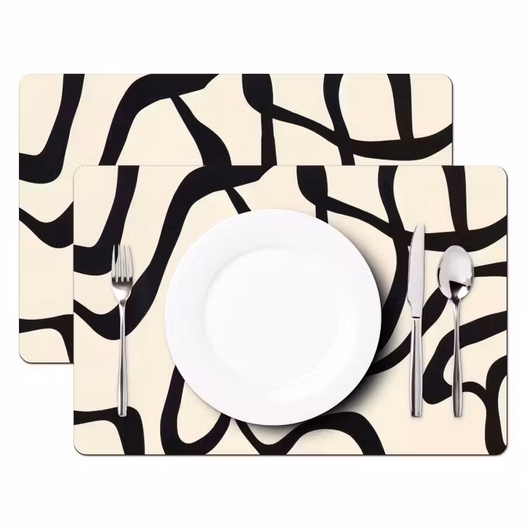 Tovaglietta in vinile - Astratto - Linee - Moderno - Beige — 2