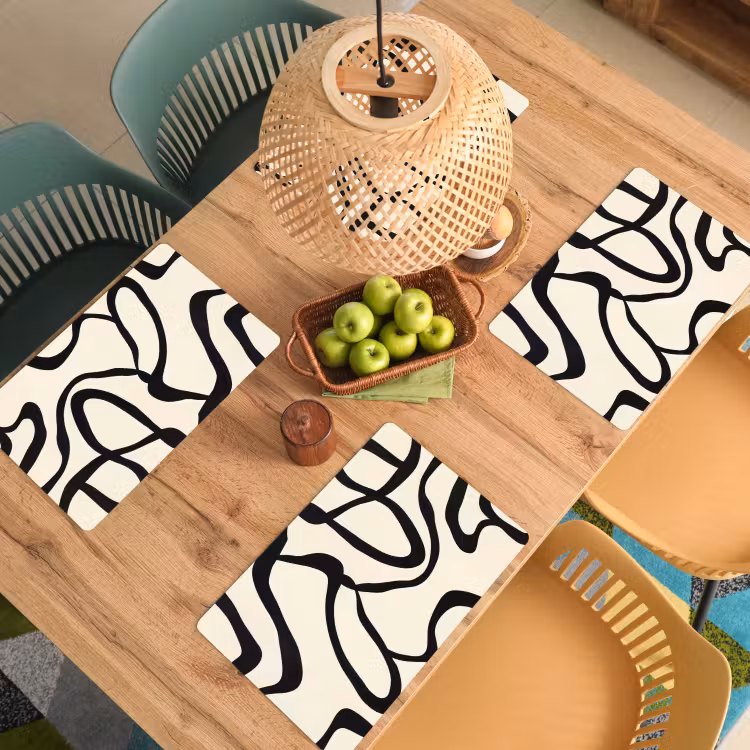 Tovaglietta in vinile - Astratto - Linee - Moderno - Beige — 3