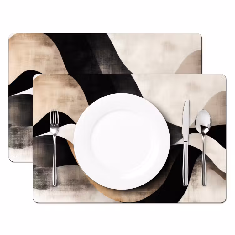 Tovaglietta in vinile - Astratto - Onde - Nero - Intemperie — 2