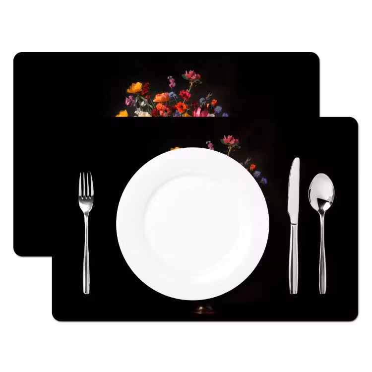 Tovaglietta in vinile - Colorato - Bouquet - Vaso - Marrone scuro — 2