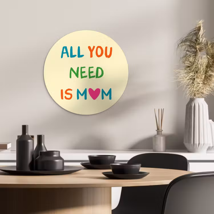 Quadro rotondo - Cuore - Madre - Testo - Colorato — 2
