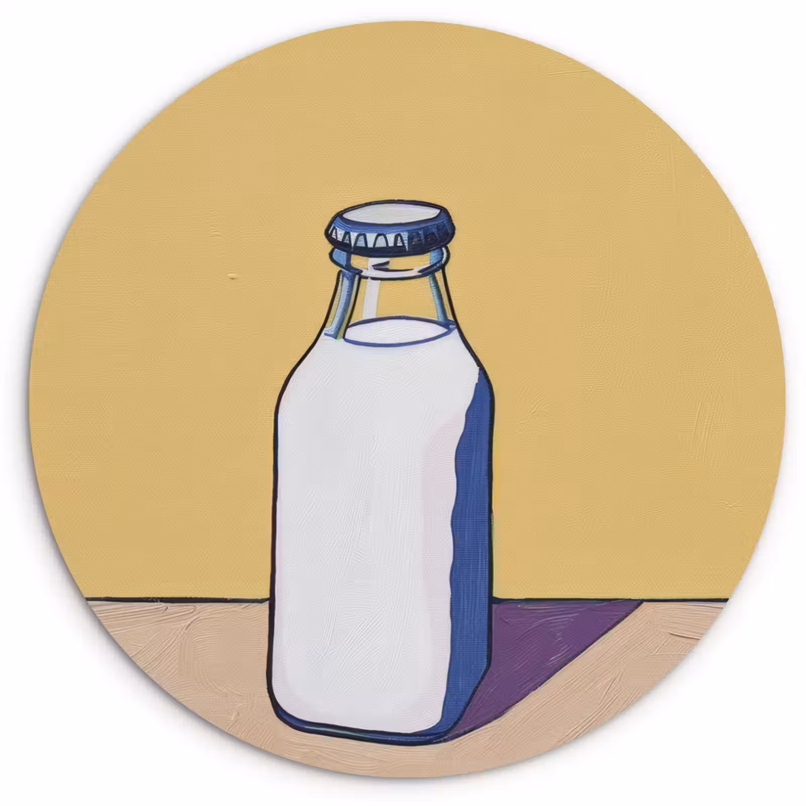 Quadro rotondo - Bicchieri - Bottiglia - Illustrazione - Latte — 1
