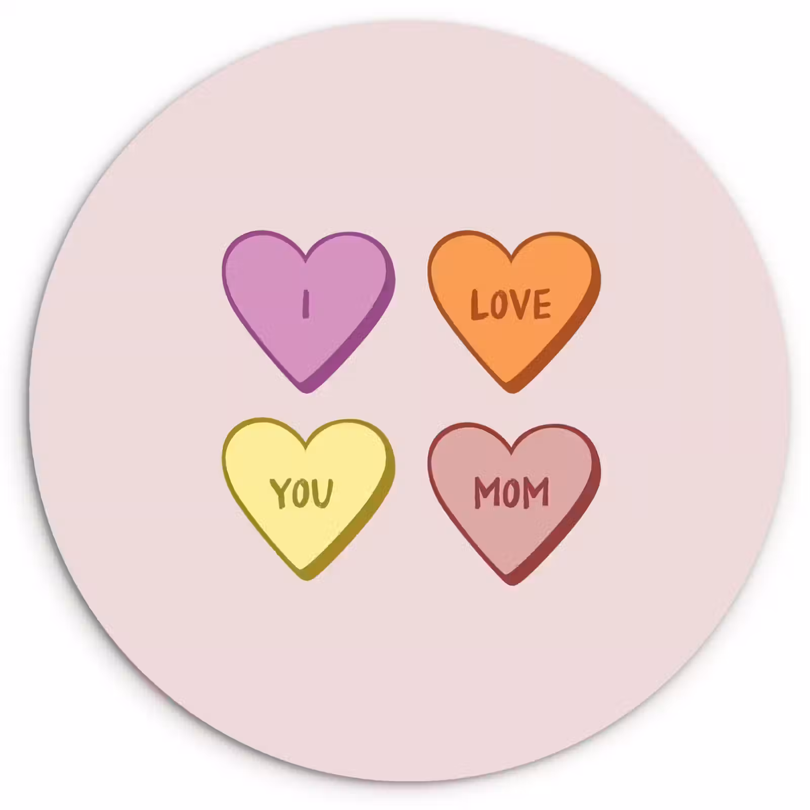 Quadro rotondo - Cuori - Pastello - Amore - Madre — 1