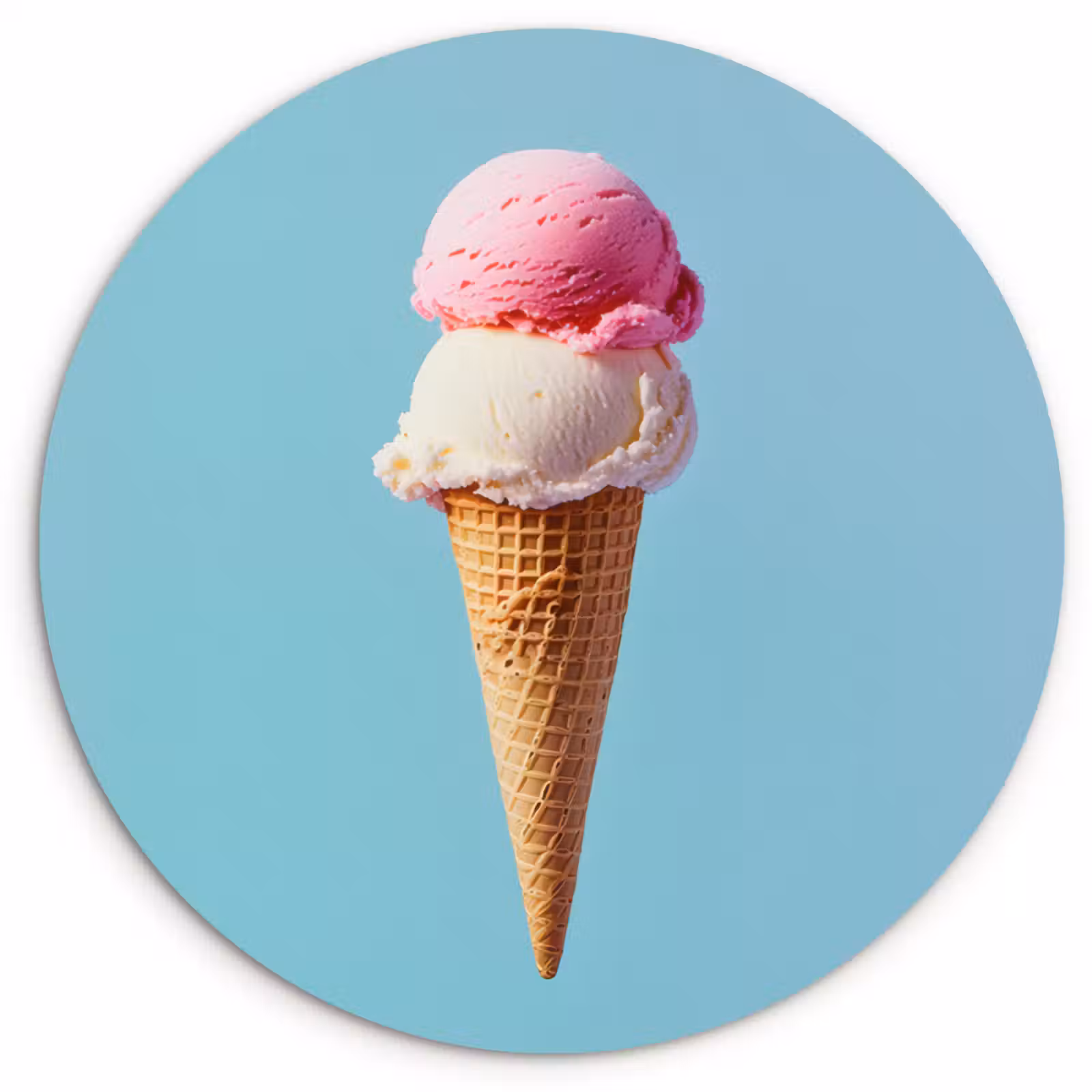 Quadro rotondo - Gelato Scoop - cono - Blu — 1