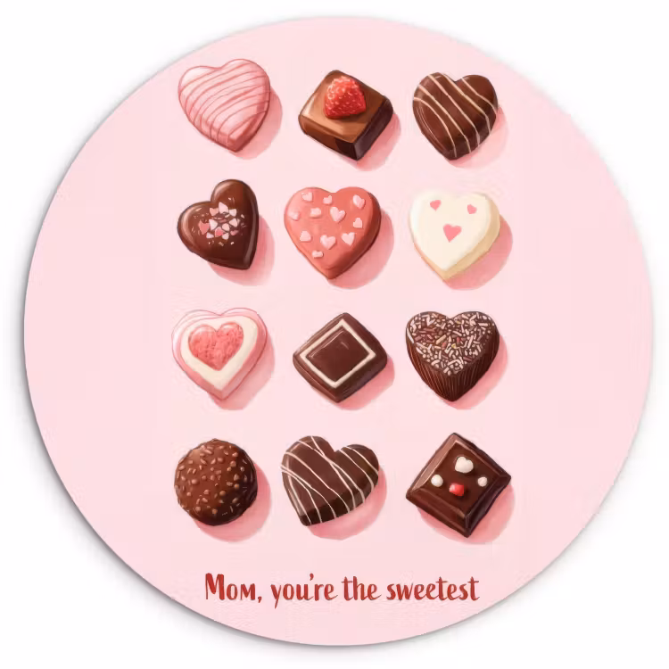 Quadro rotondo - Cioccolatini - A forma di cuore - Dearest — 1
