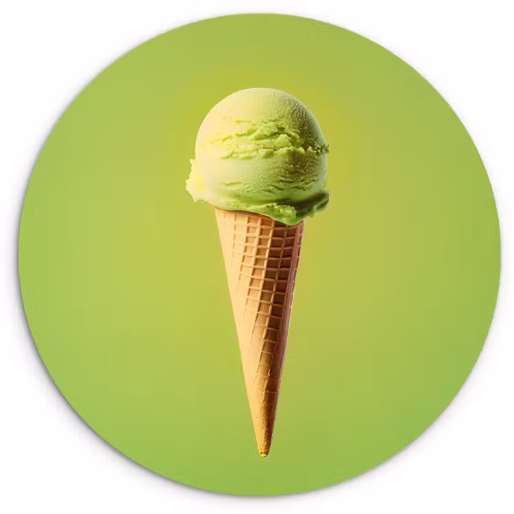 Quadro rotondo - Corno - Paletta per gelato - Verde — 1