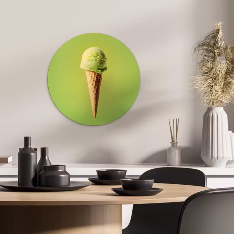 Quadro rotondo - Corno - Paletta per gelato - Verde — 2