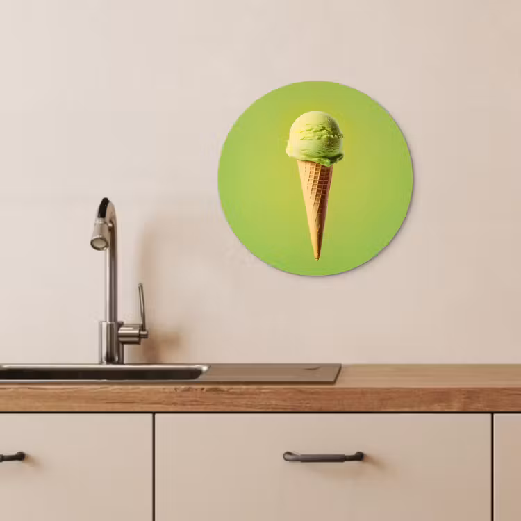 Quadro rotondo - Corno - Paletta per gelato - Verde — 4