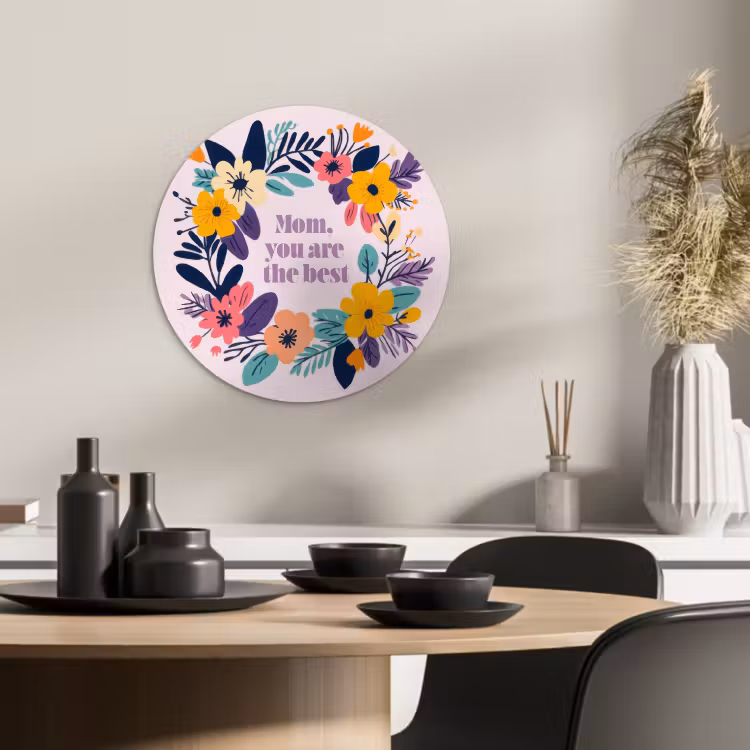 Quadro rotondo - Corona di fiori - Colorata - Madre — 1