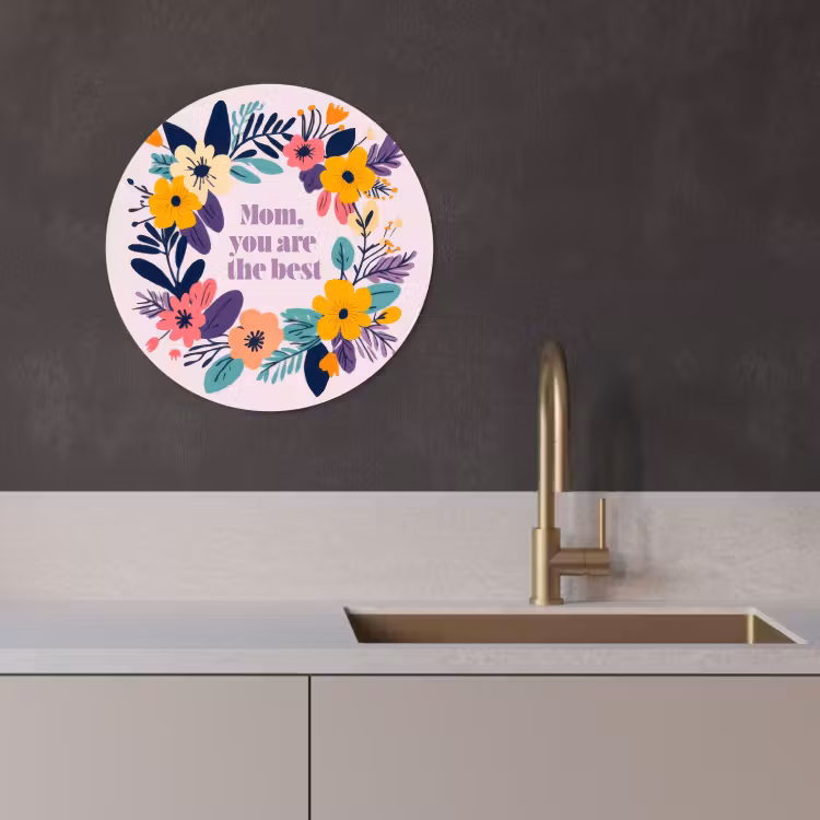 Quadro rotondo - Corona di fiori - Colorata - Madre — 4