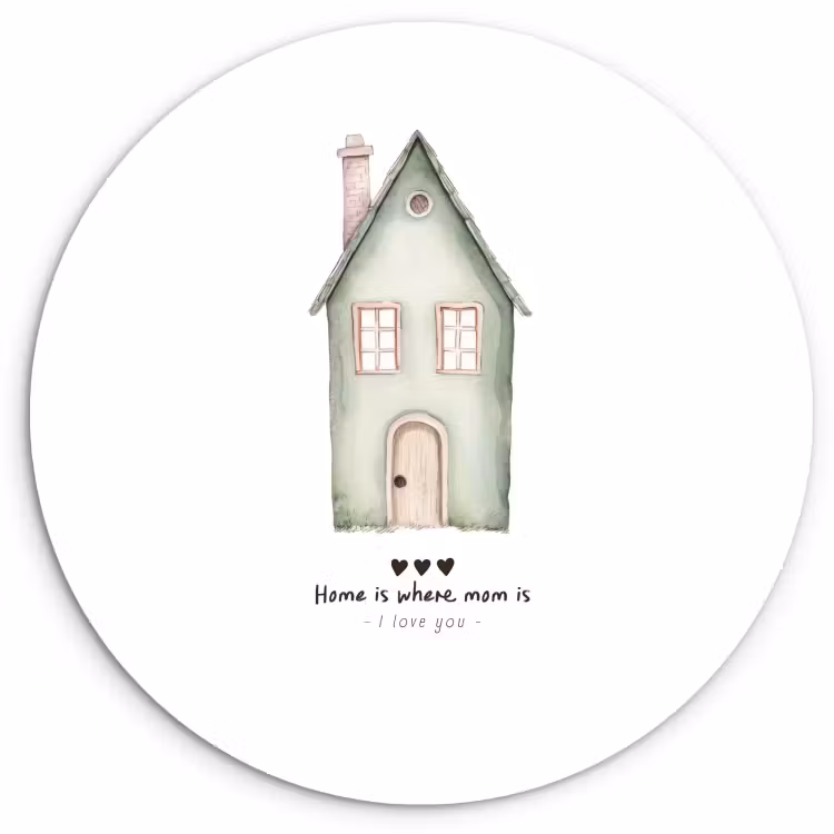 Quadro rotondo - Cottage - Verde - Testo - Amorevole — 1