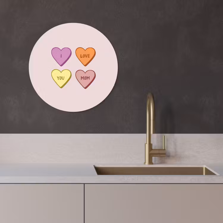 Quadro rotondo - Cuori - Pastello - Amore - Madre — 3