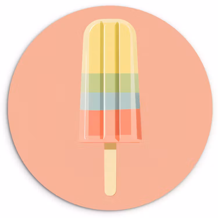 Quadro rotondo - Gelato all'acqua - Tonalità pastello - Minimalista — 2