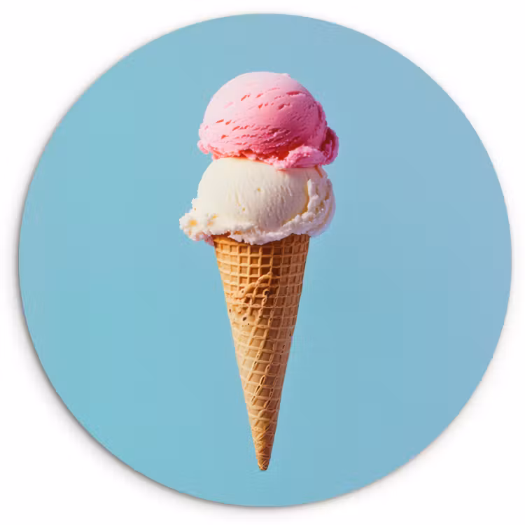Quadro rotondo - Gelato Scoop - cono - Blu — 1