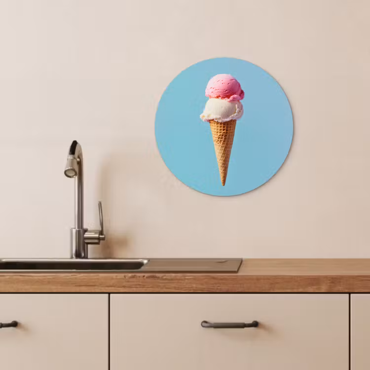 Quadro rotondo - Gelato Scoop - cono - Blu — 3