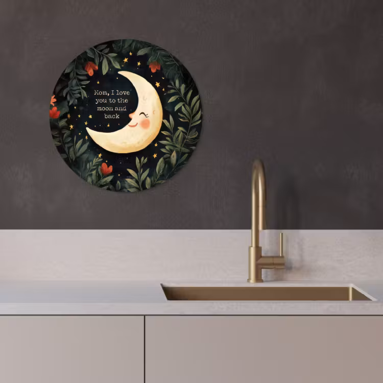 Quadro rotondo - Luna - Citazione - Fiori - Stelle — 1