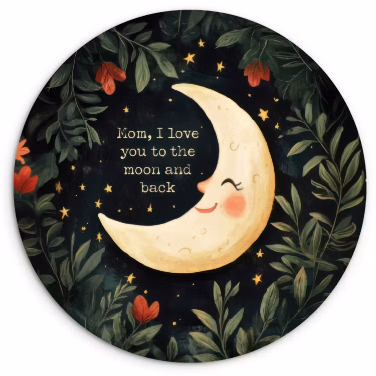 Quadro rotondo - Luna - Citazione - Fiori - Stelle — 2