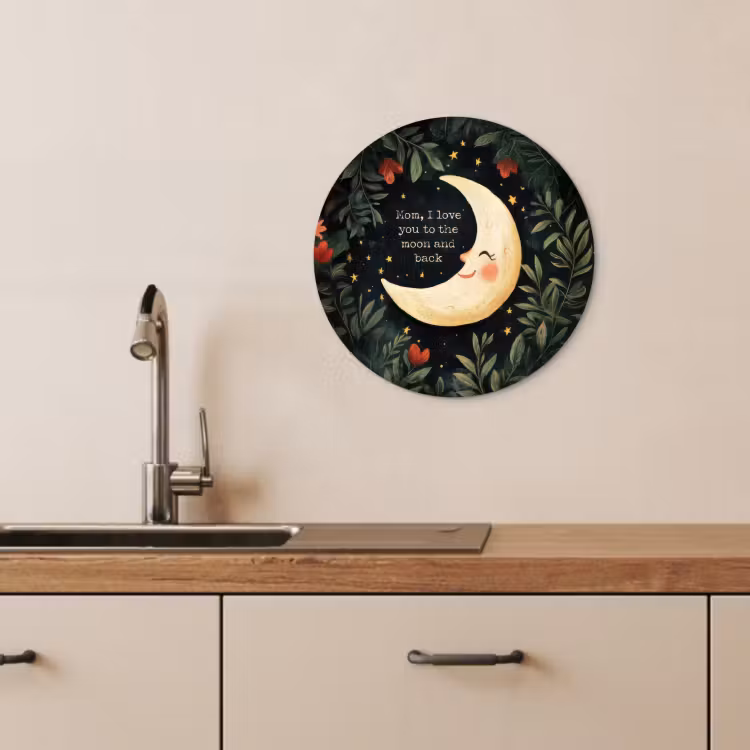 Quadro rotondo - Luna - Citazione - Fiori - Stelle — 4