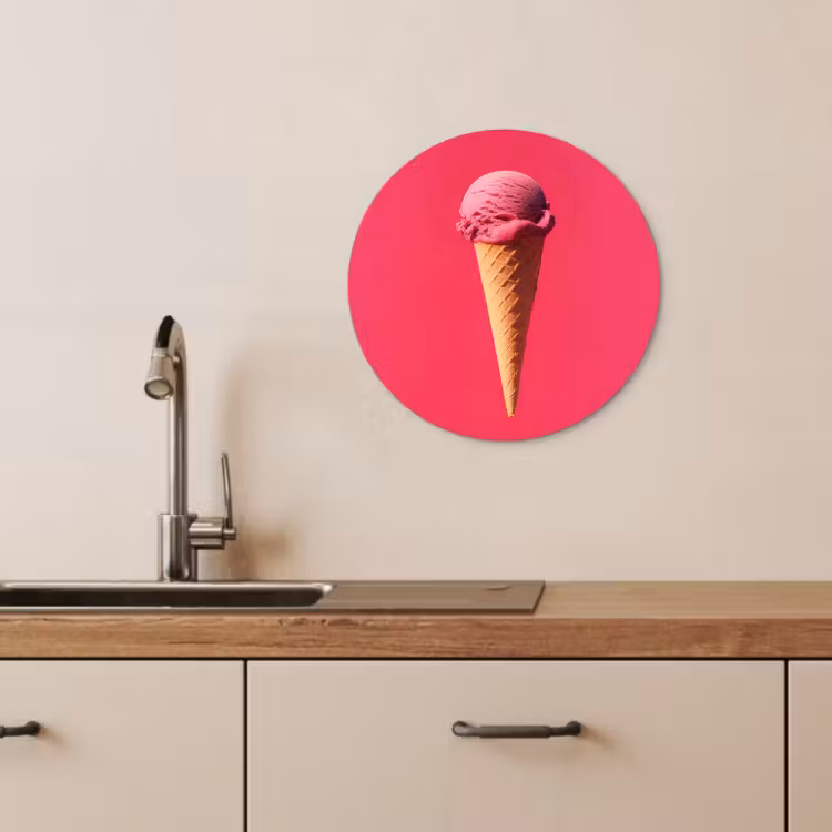 Quadro rotondo - Paletta per gelato - Rosa - Corno — 2