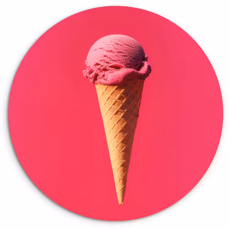 Quadro rotondo - Paletta per gelato - Rosa - Corno — 3