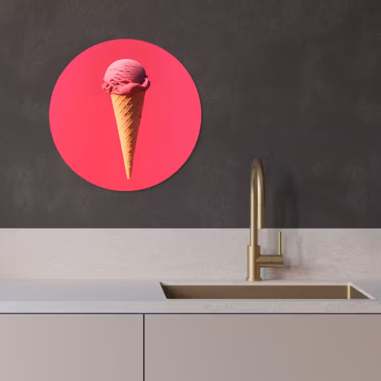 Quadro rotondo - Paletta per gelato - Rosa - Corno — 4