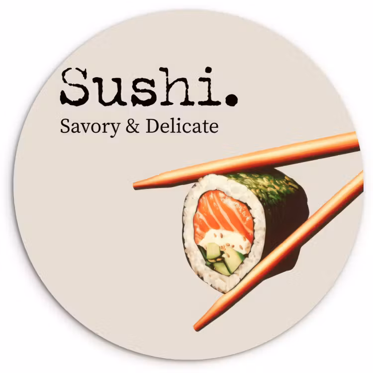 Quadro rotondo - Sushi - Salmone - Riso - Giapponese — 1