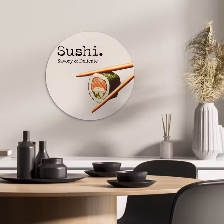 Quadro rotondo - Sushi - Salmone - Riso - Giapponese — 3
