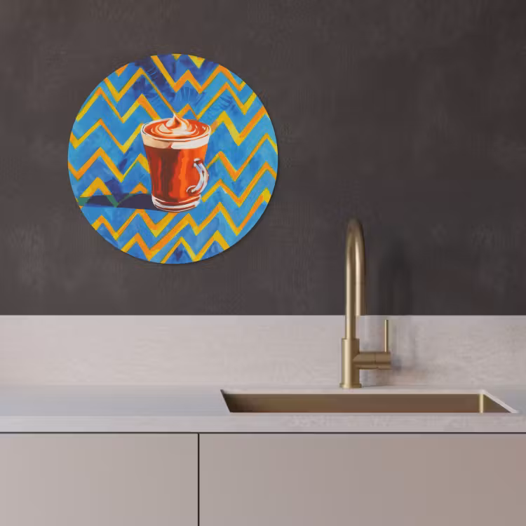 Quadro rotondo - Tazza - Caffè - Zigzag - Panna montata — 2