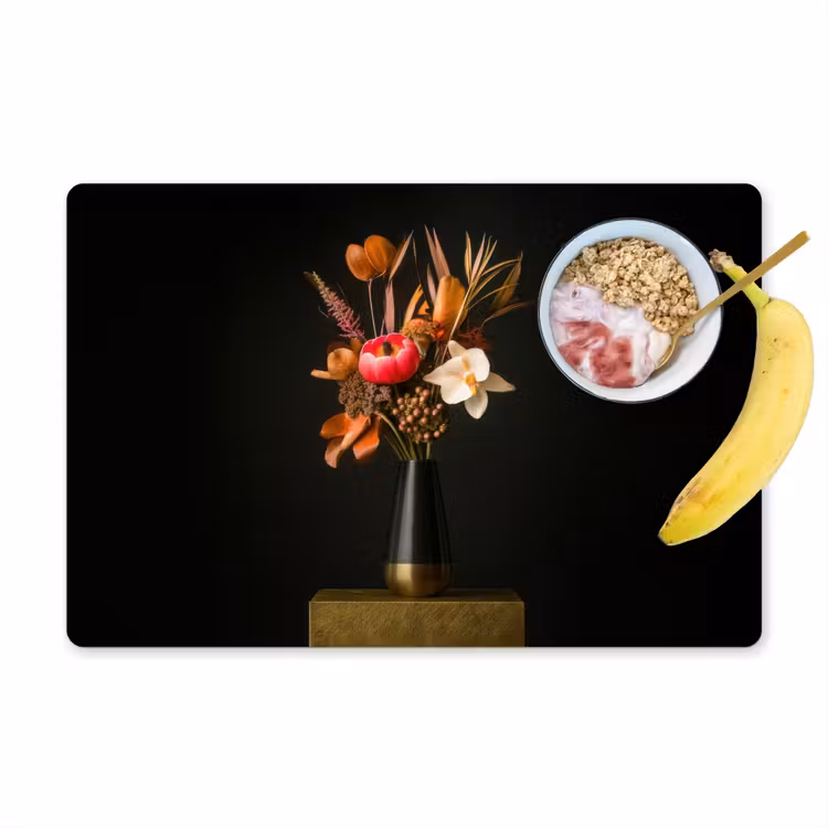 Tovaglietta in vinile - Bouquet - Arancione - Oro - vaso — 1