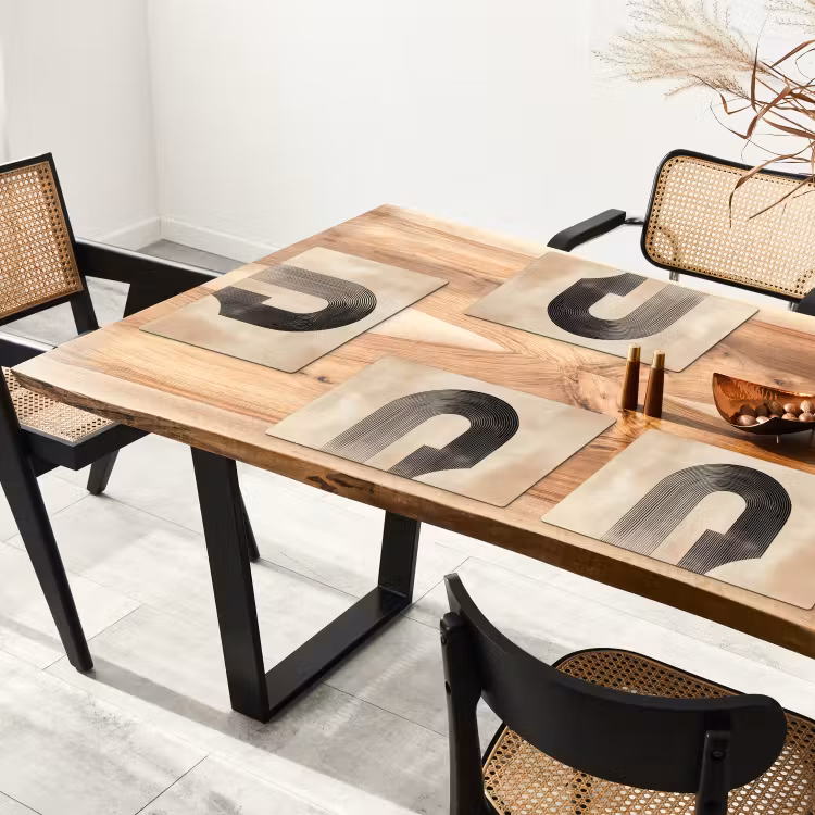 Tovaglietta in vinile - Fiocco - Strisce - Minimalista - Nero — 4