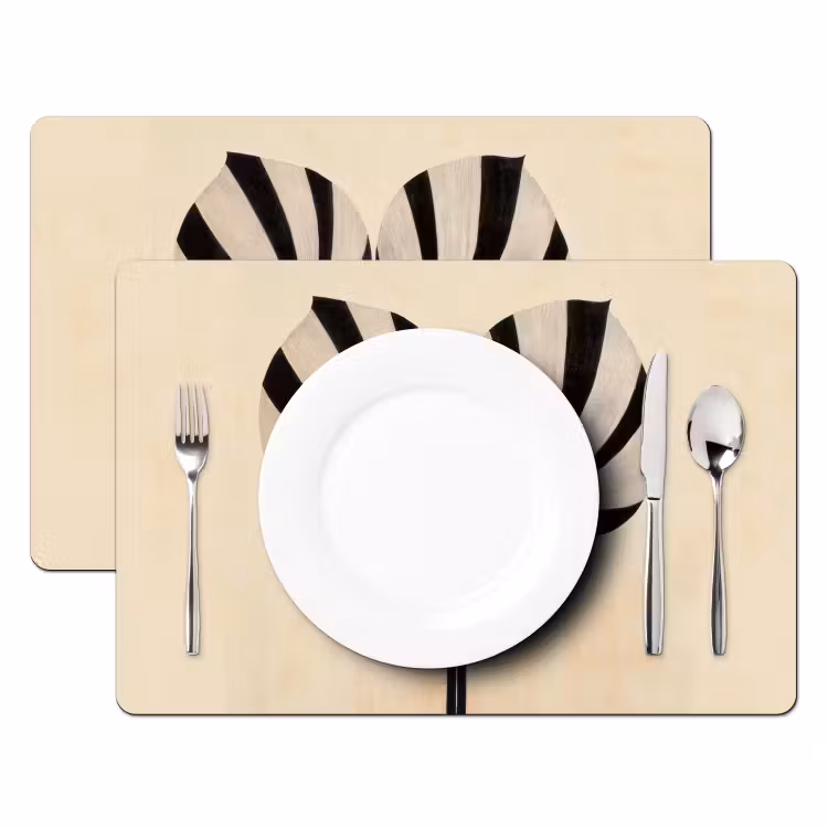 Tovaglietta in vinile - Foglie - A righe - Stelo - Beige — 2