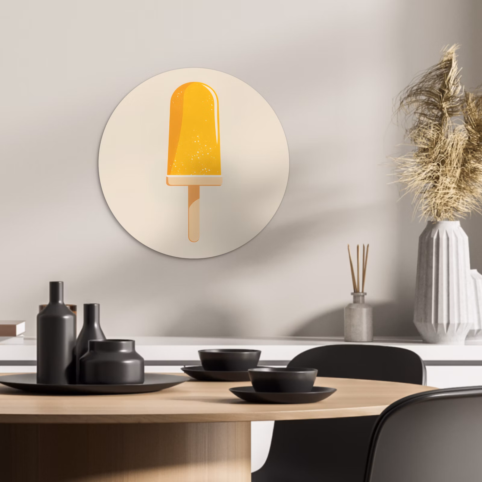 Quadro rotondo - Gelato all'arancia - stecco - acqua — 1