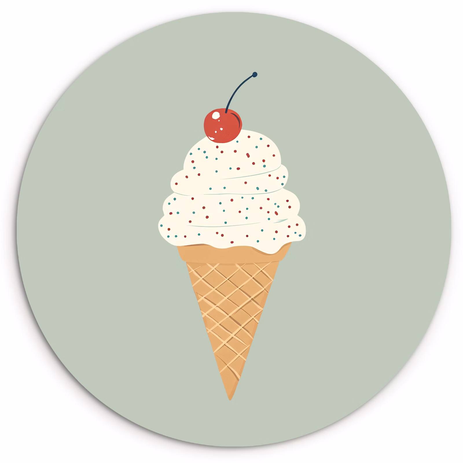 Quadro rotondo - Illustrazione - Gelato - Macchioline - Ciliegia — 1