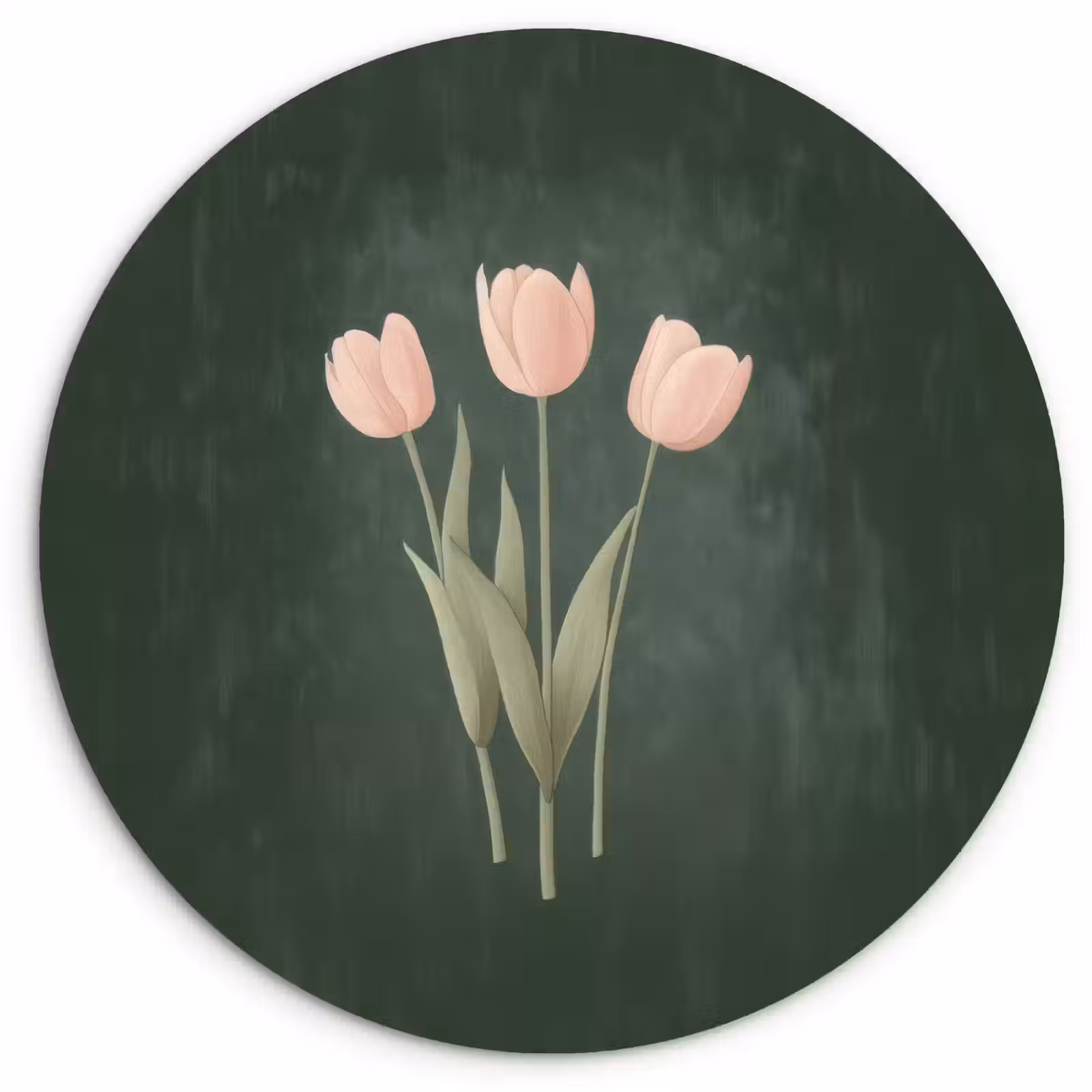 Quadro rotondo - Tulipani - Amore - Verde scuro — 1