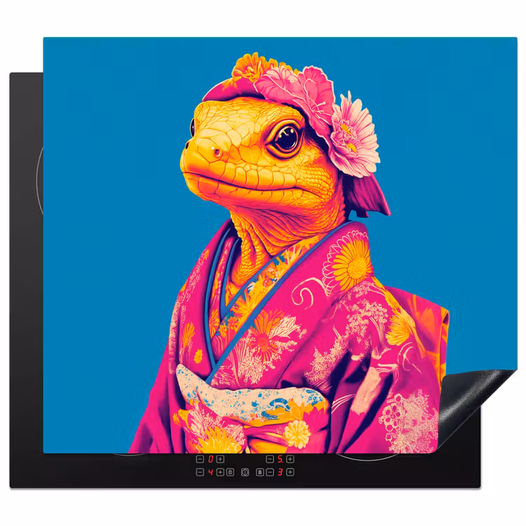 Protezione piano induzione - Corona di fiori - Lucertola - Kimono - Viola — 1
