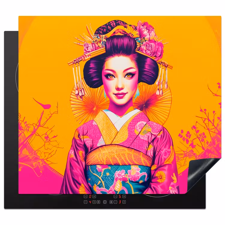 Protezione piano induzione - Fiori - Donna - Kimono - Rosa — 1