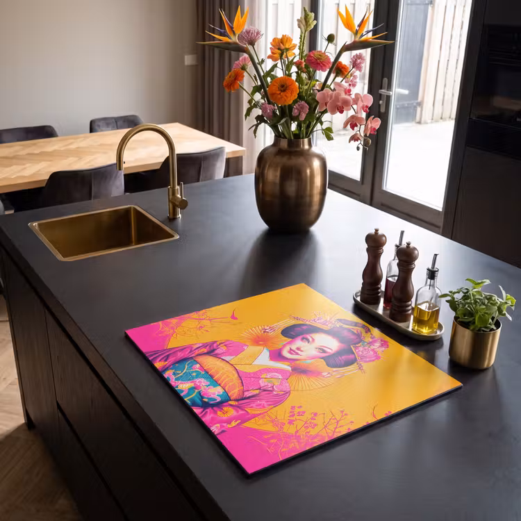 Protezione piano induzione - Fiori - Donna - Kimono - Rosa — 2