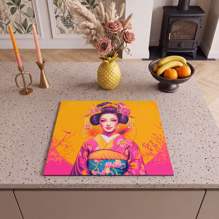 Protezione piano induzione - Fiori - Donna - Kimono - Rosa — 3