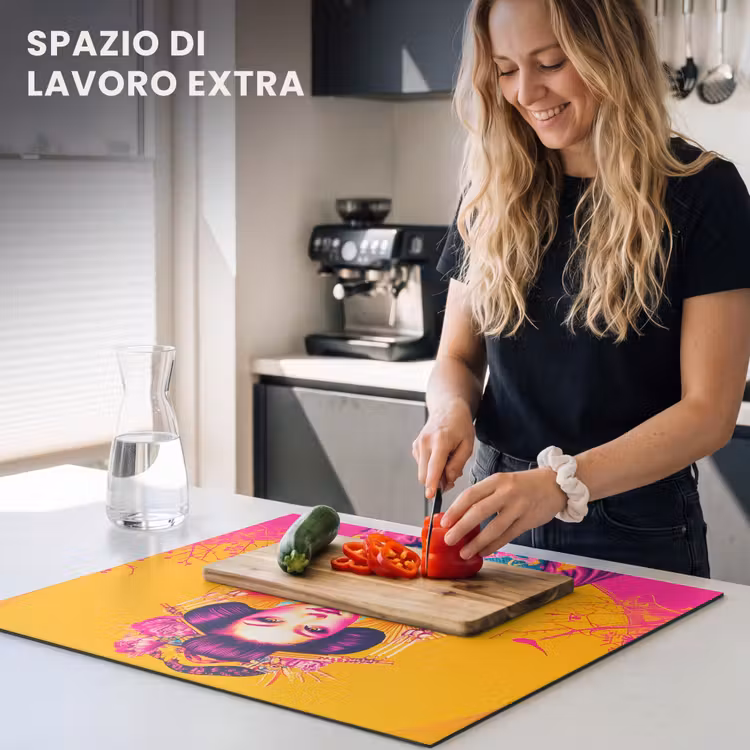 Protezione piano induzione - Fiori - Donna - Kimono - Rosa — 5
