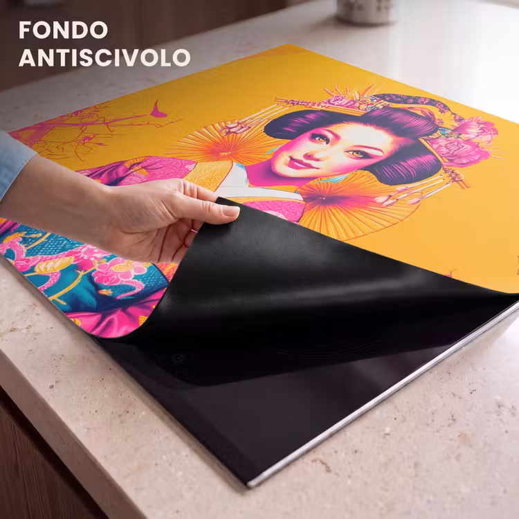 Protezione piano induzione - Fiori - Donna - Kimono - Rosa — 6