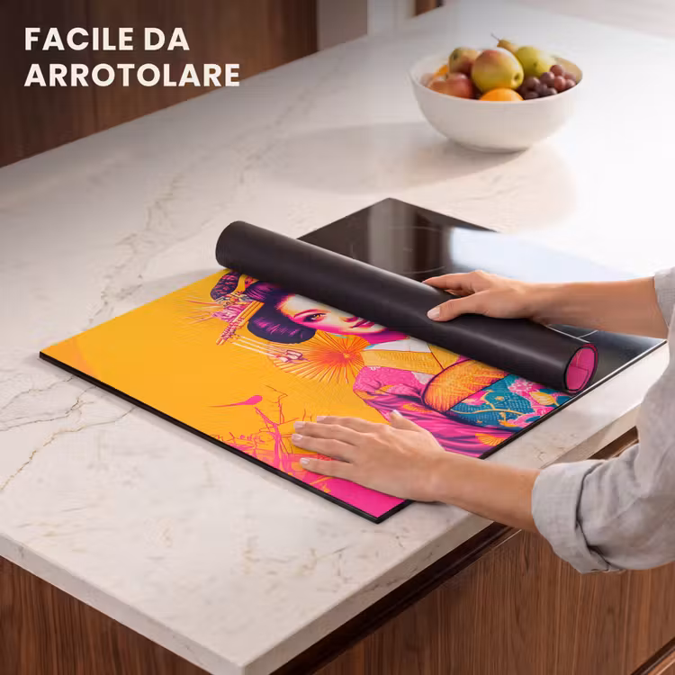 Protezione piano induzione - Fiori - Donna - Kimono - Rosa — 7