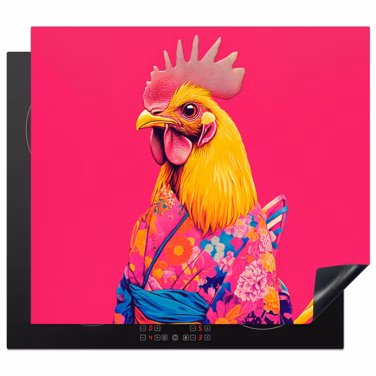 Protezione piano induzione - Gallo - Colorato - Kimono - Rosa — 1