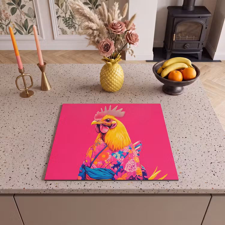 Protezione piano induzione - Gallo - Colorato - Kimono - Rosa — 3