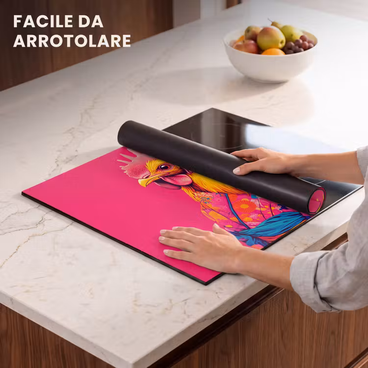 Protezione piano induzione - Gallo - Colorato - Kimono - Rosa — 7