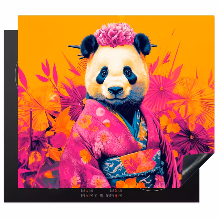 Protezione piano induzione - Kimono - Rosa - Panda - Corona di fiori — 1