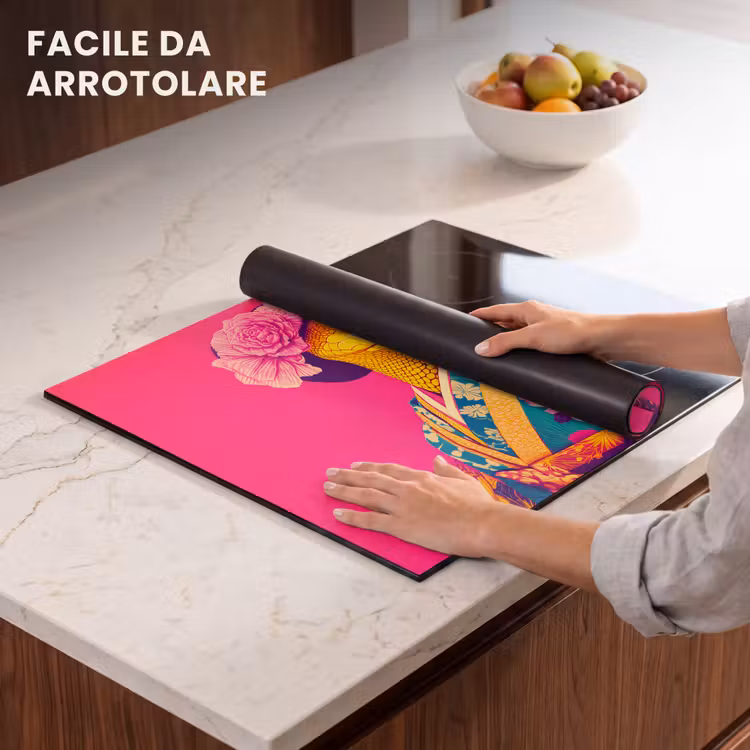 Protezione piano induzione - Lucertola - Fiori - Rosa - Kimono — 7